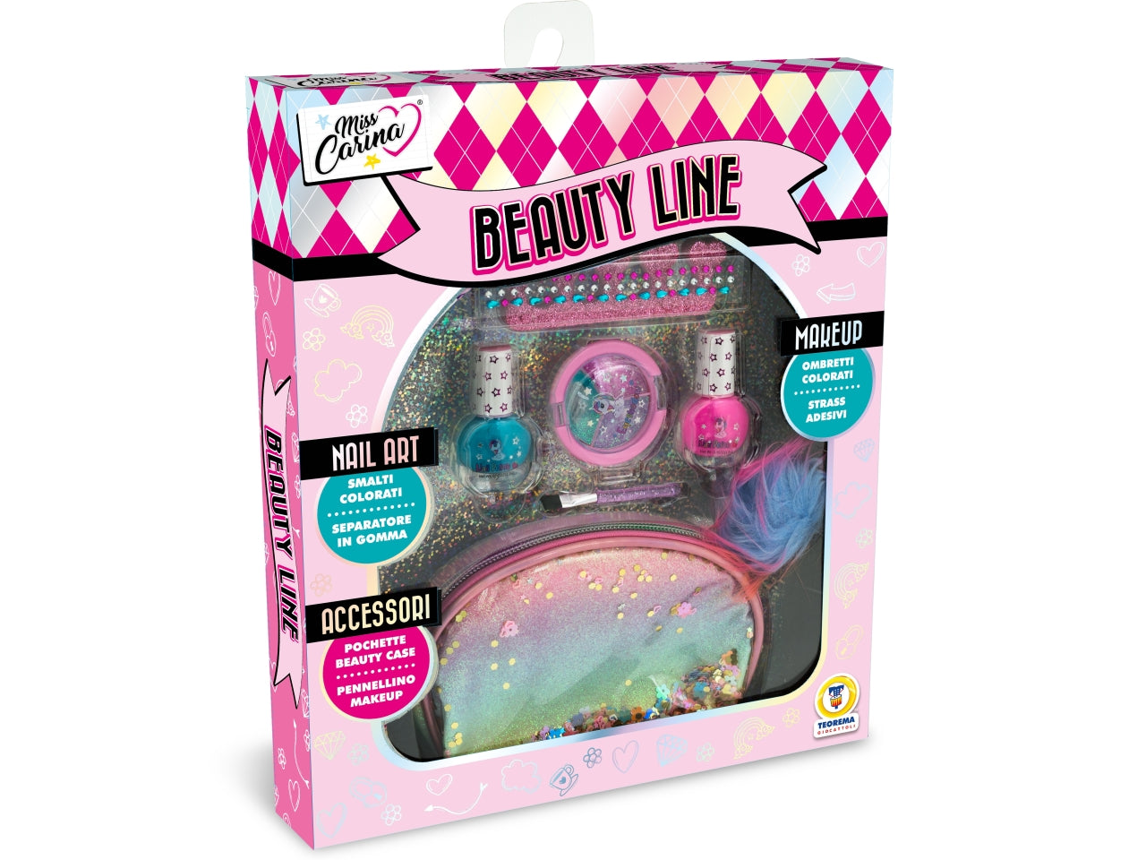 Miss carina - set unicorno con trucchi e pochette
