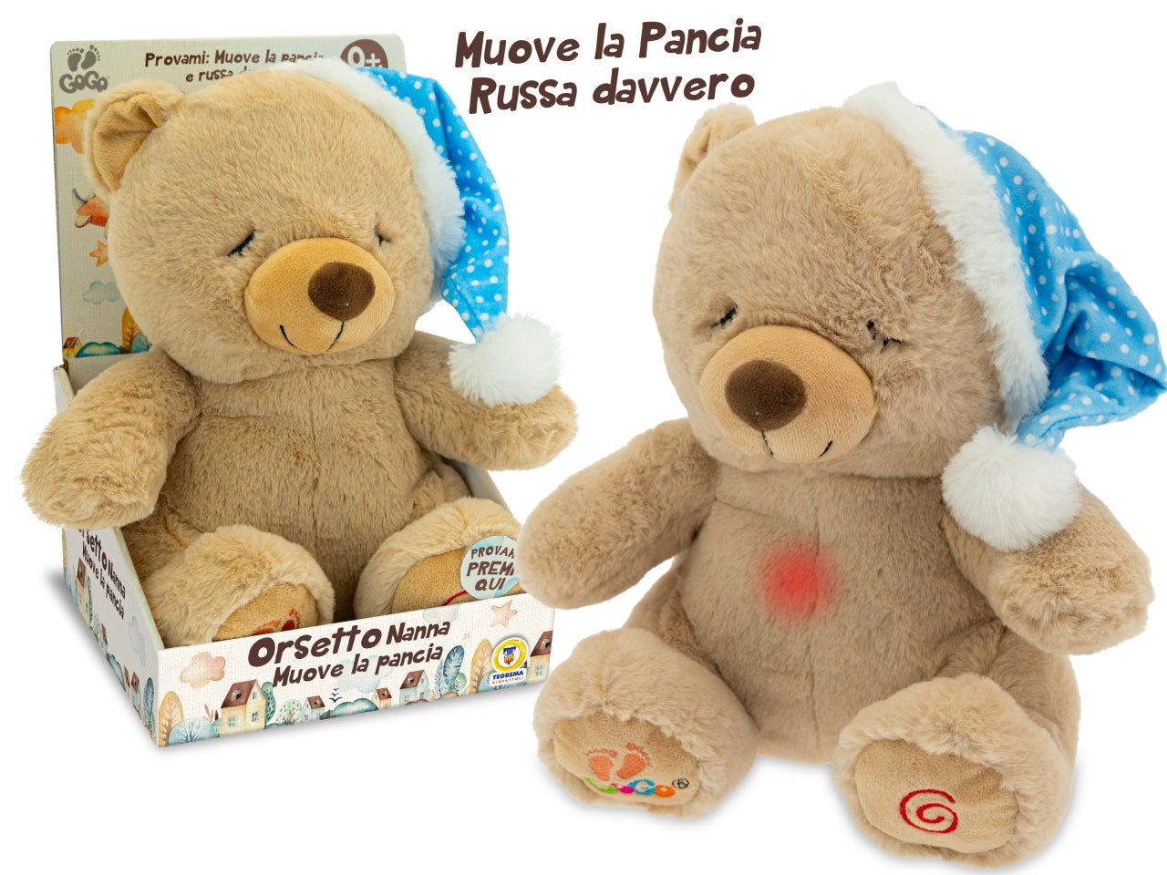 Gogo orsetto ninna nanna luce, suono  e movimento del pancino 25cm