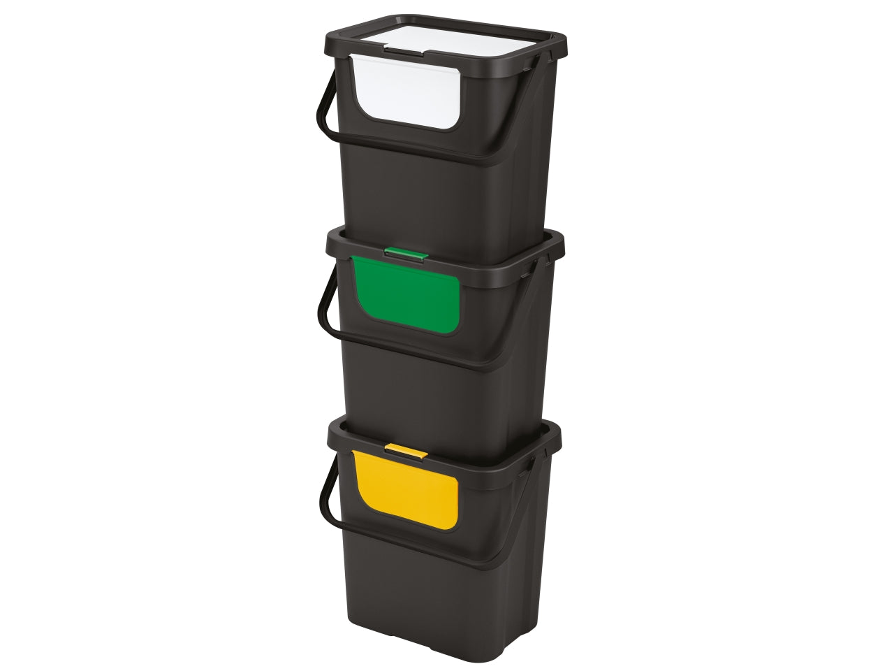 Set 3 pattumiere per differenziata impilabile in plastica 24 lt, 38,2x27,7xh37 cm - Tontarelli