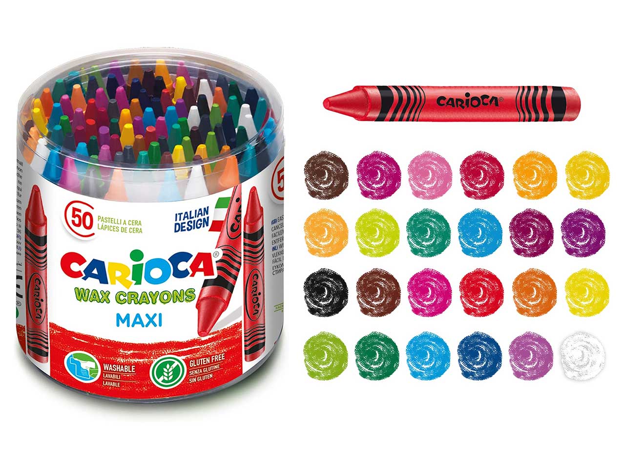 Pastelli a cera a cera jumbo colori assortiti d 12 mm carioca