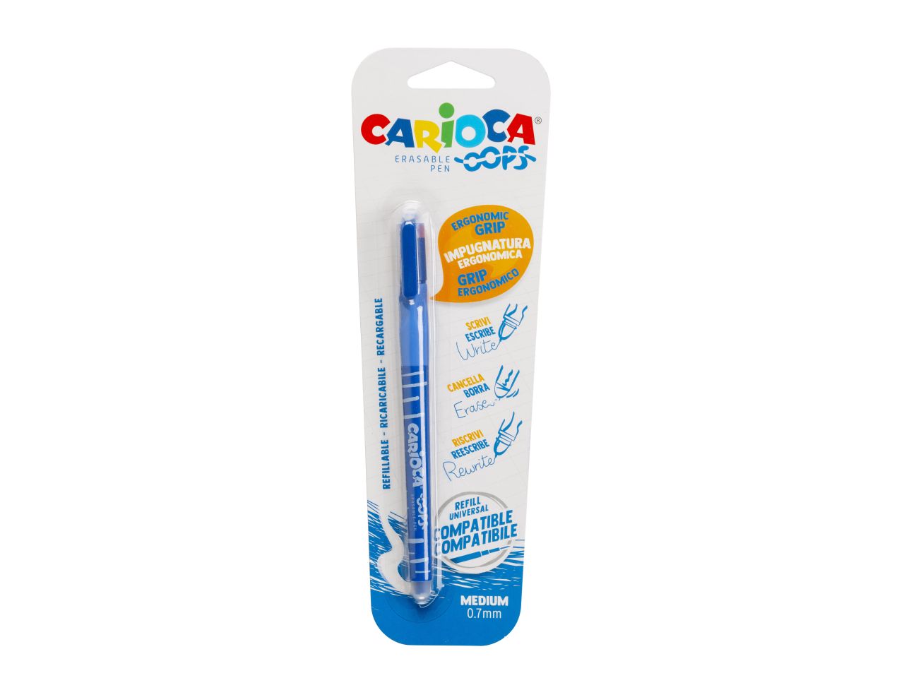 Carioca oops penna cancellabile e ricaricabile blue