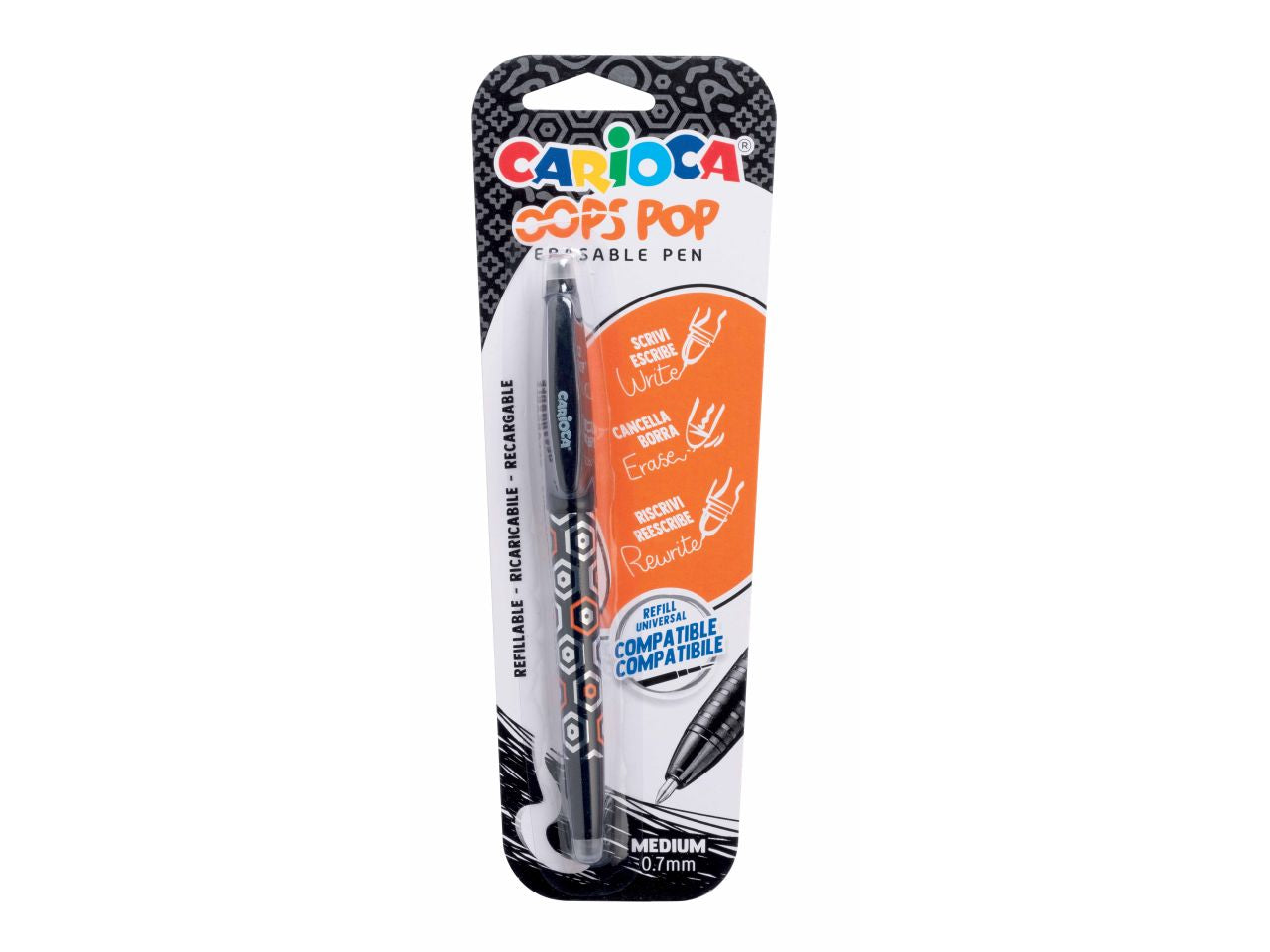 Carioca oops pop penna cancellabile e ricaricabile nera