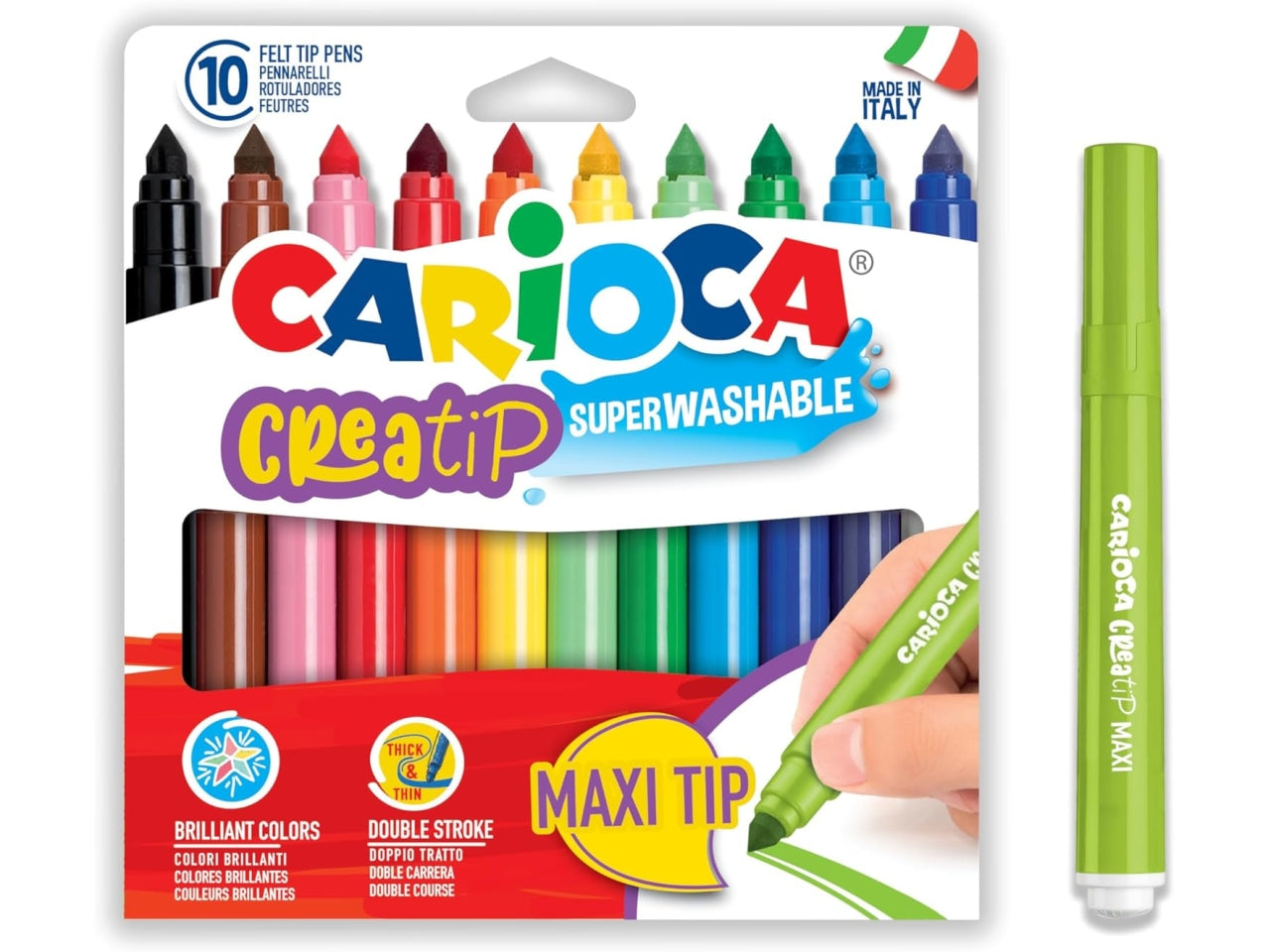 Carioca pennarelli maxi Creatip scatola da 10 pennarelli assortiti - Carioca