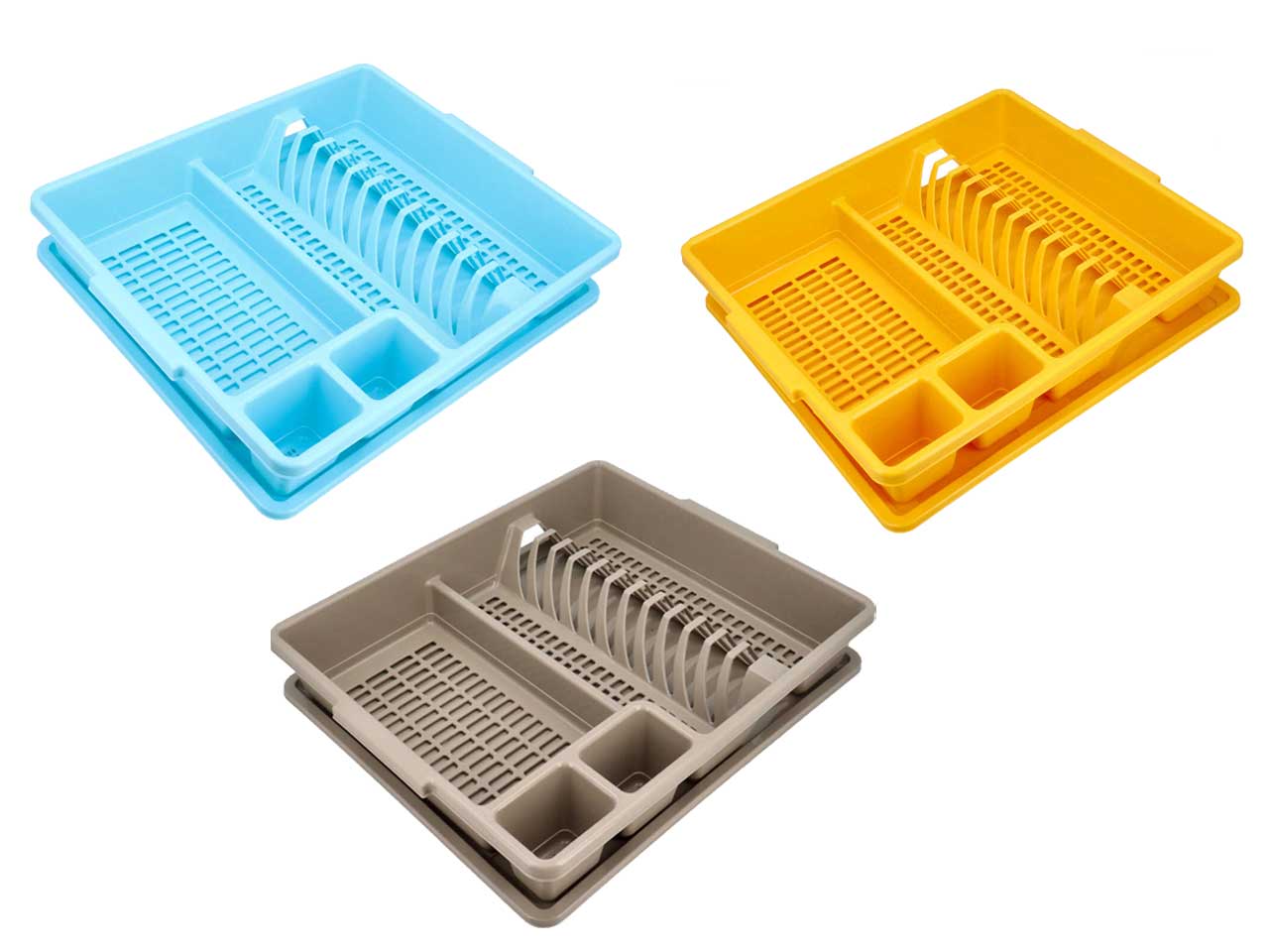 Scolapiatti con vassoio in colori assortiti