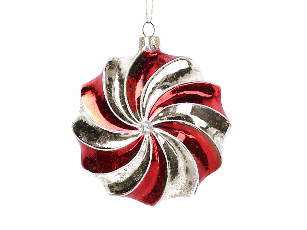 Sfera vetro spirale rosso cm10x5x10,5