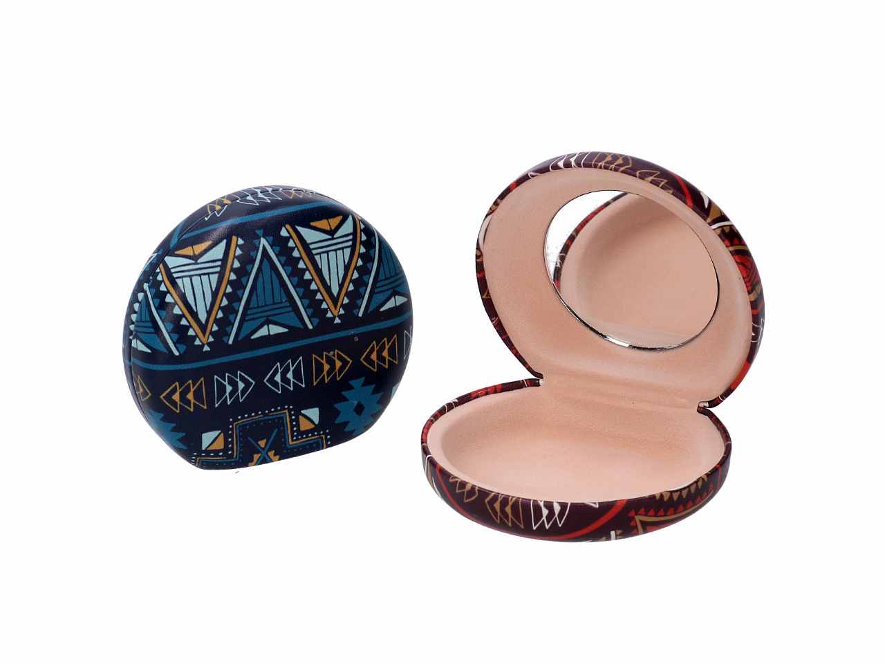 Scatola in ecopelle con specchio cm7,6x7,1h3,1