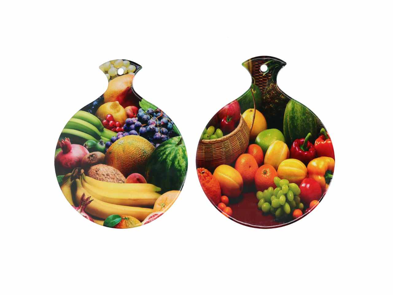 Mattonella in ceramica con fantasia frutta multicolor forma rotonda in 2 assortimenti 18,7x15xh.0,6cm