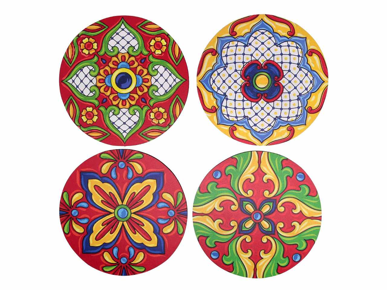 Mattonella in legno in confezione da 4 pezzi assortiti colore rosso forma rotonda d.20x0,5cm