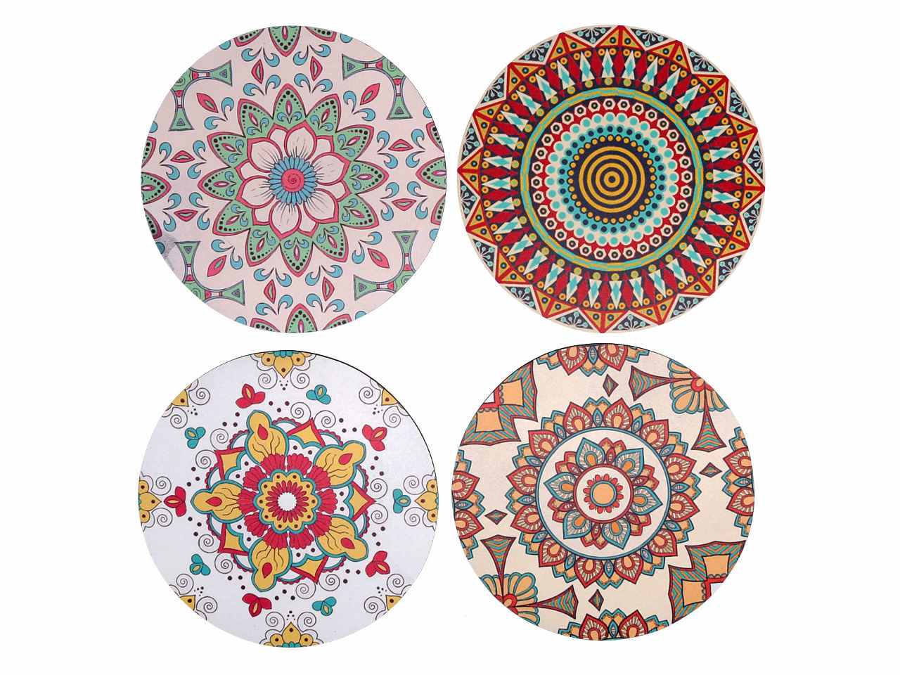 Mattonella in legno in confezione da 4 pezzi assortiti colore crema forma rotonda d.20x0,5cm