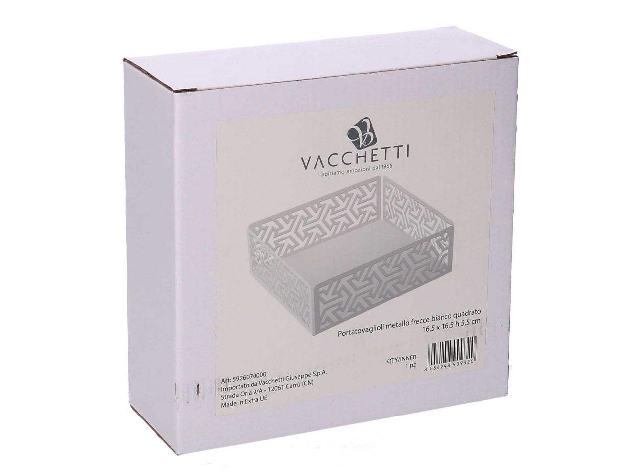 Portatovaglioli metallo frecce bianco qu adrato cm16,5x16,5x5,5