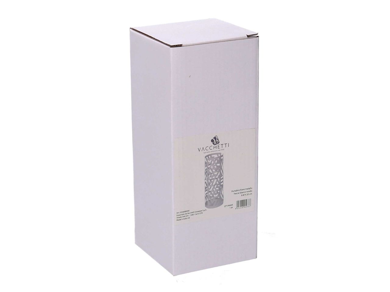 Portabicchiere in metallo frecce colore bianco tondo d.8h20cm