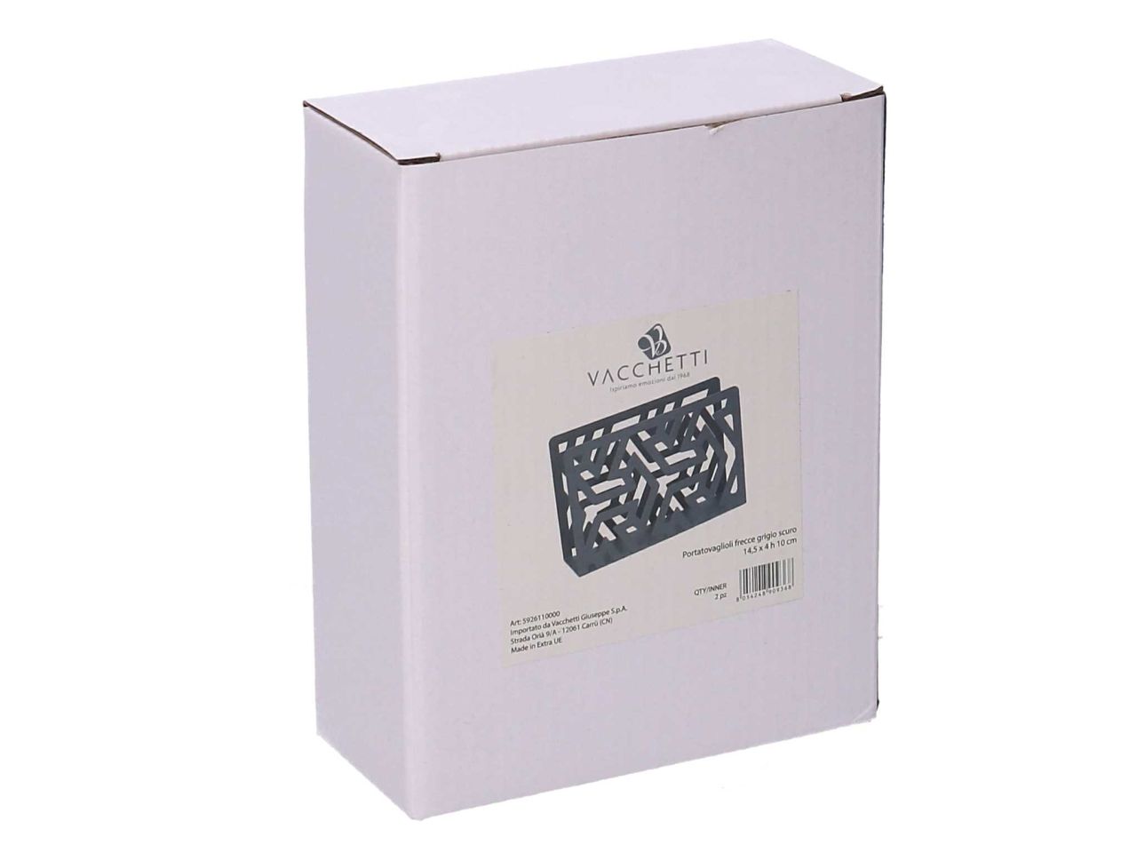 Portatovaglioli in metallo frecce grigio rettangolare cm14,5x4x10