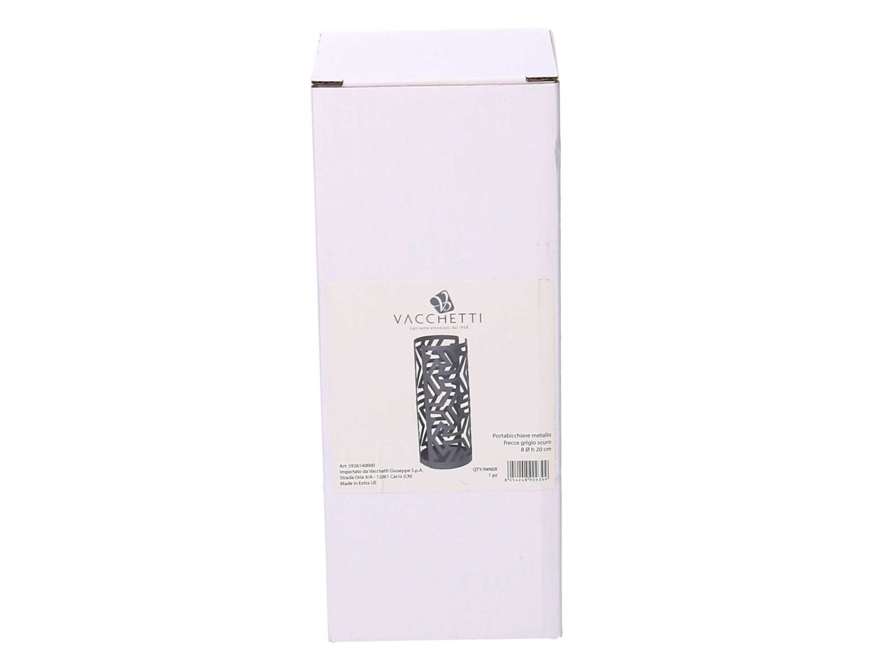 Portabicchiere in metallo frecce grigio tondo d.8h20cm