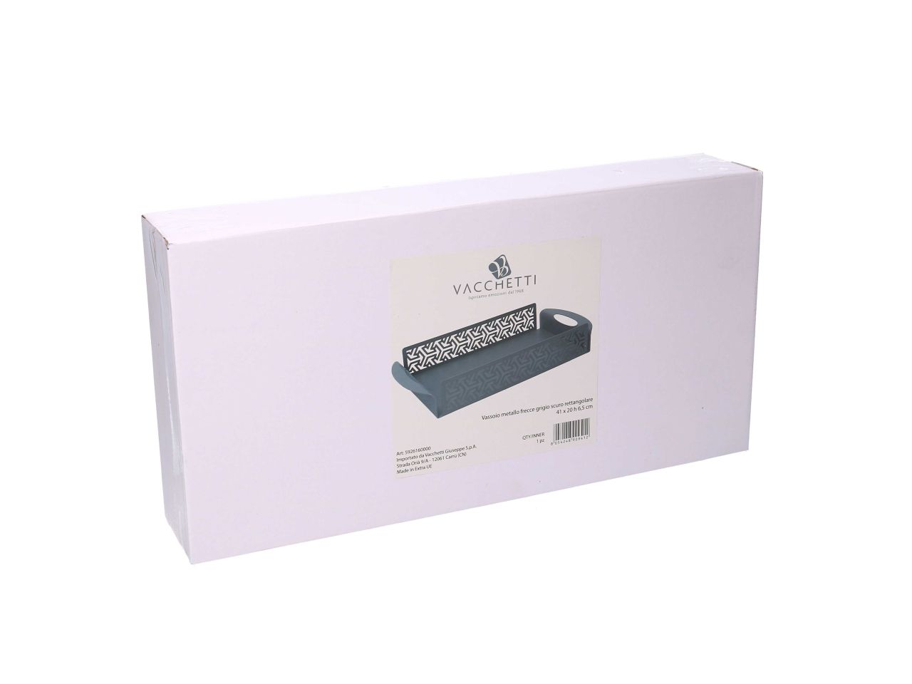 Vassoio in metallo frecce grigio rettangolare cm41x20xh6,5