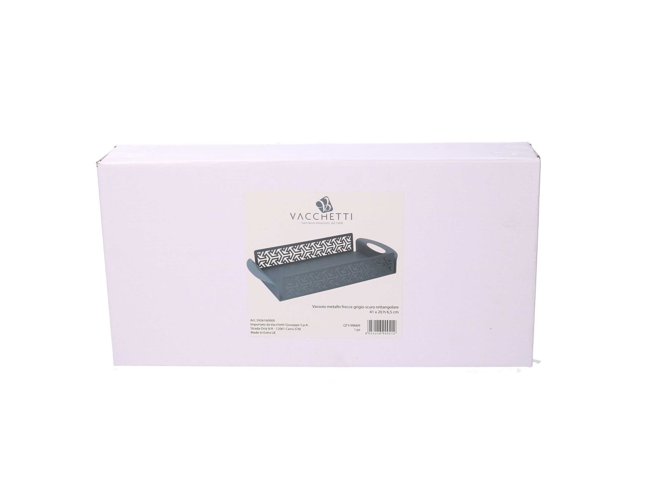 Vassoio in metallo frecce grigio rettangolare cm41x20xh6,5