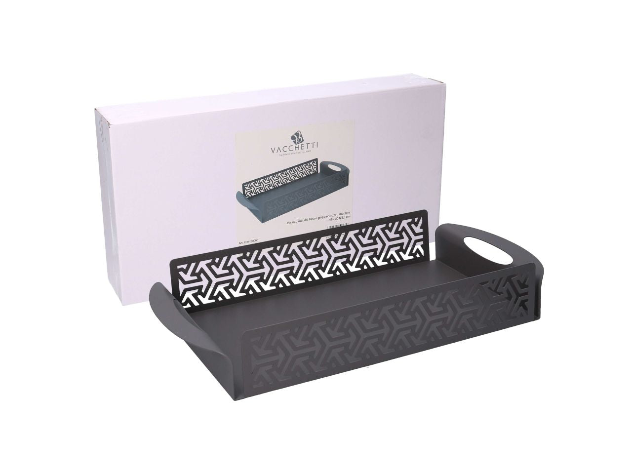 Vassoio in metallo frecce grigio rettangolare cm41x20xh6,5
