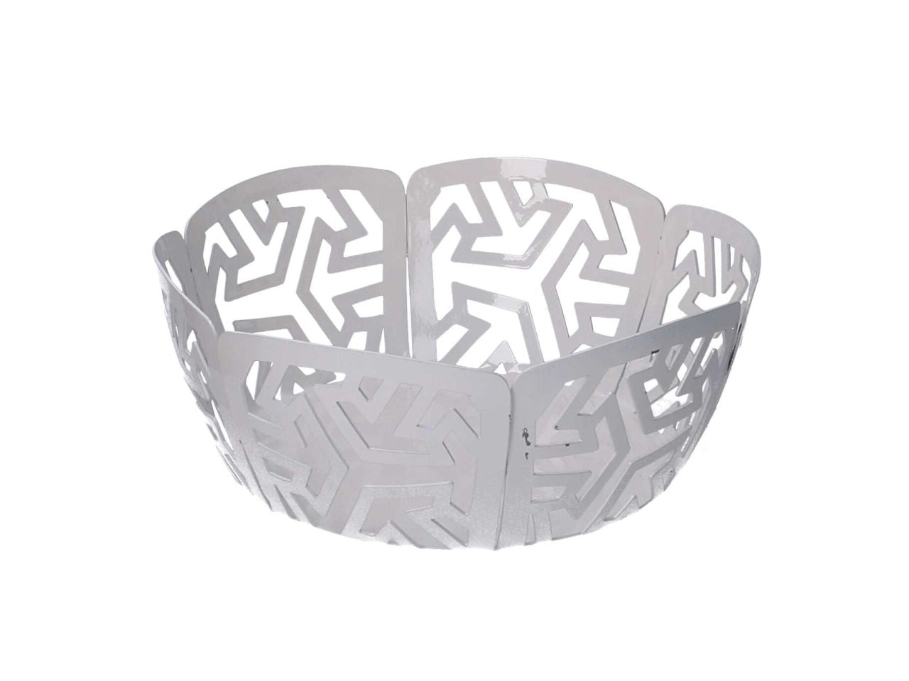 Cestina in metallo frecce bianco tondo d.20h7cm