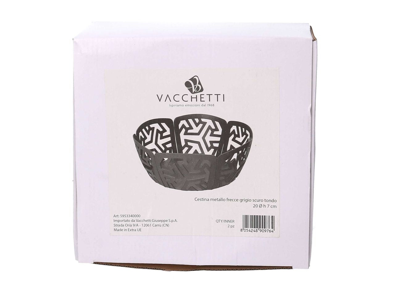 Cestina in metallo frecce grigio tondo d.20h7cm