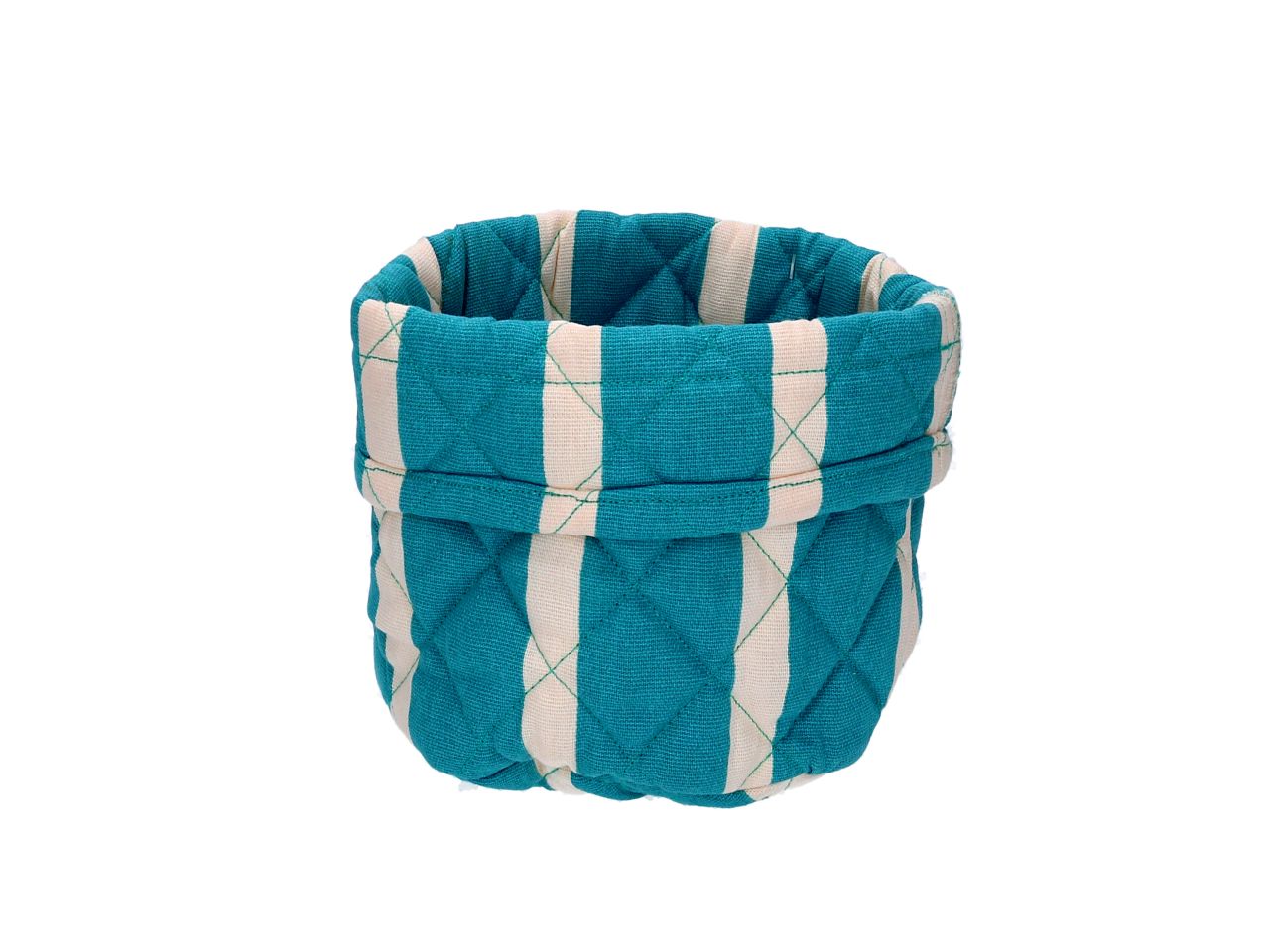Portapane pop righe colore blu petrolio tondo cm16xh18