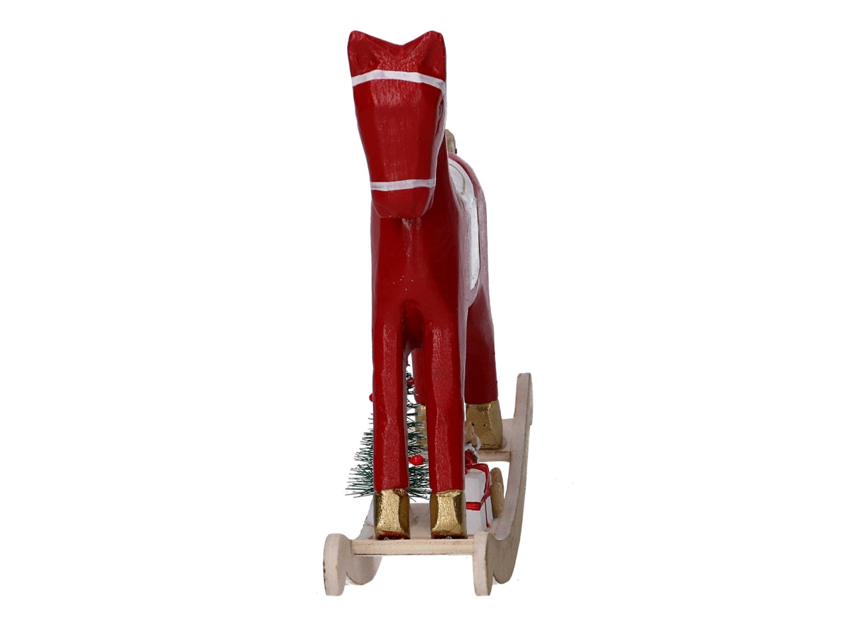 Cavallo a dondolo in legno 22,5x6xh.22cm oro e rosso