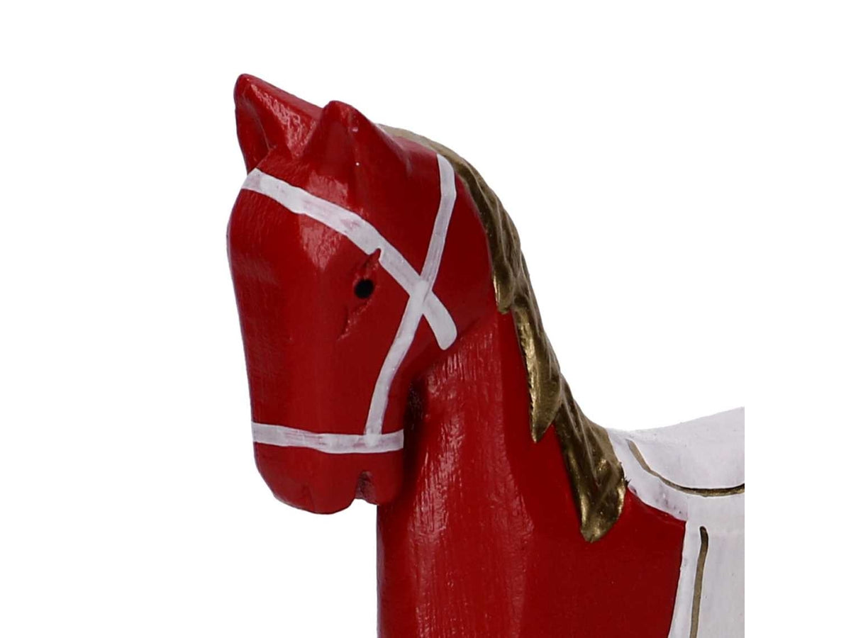 Cavallo a dondolo in legno 22,5x6xh.22cm oro e rosso