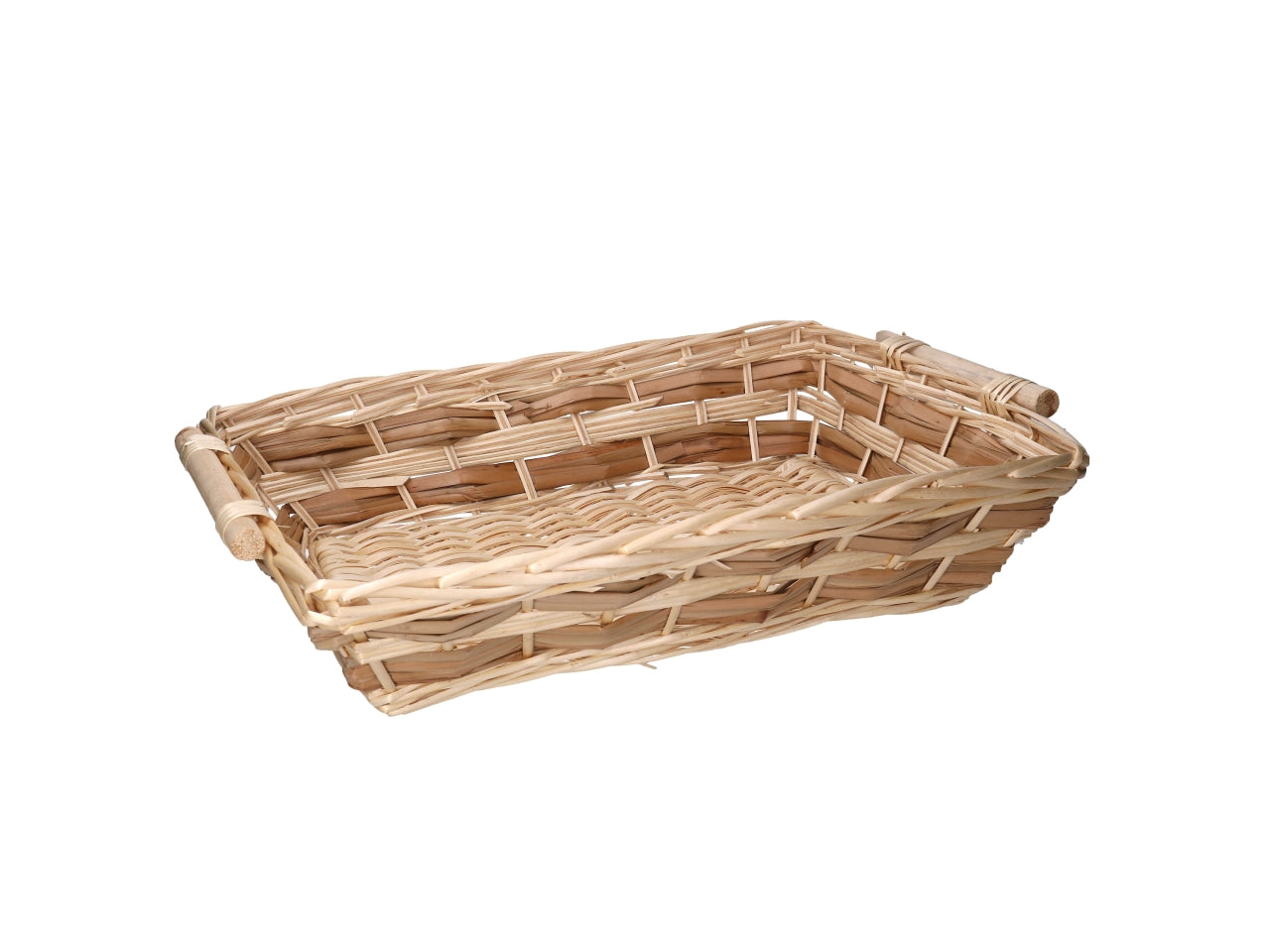 Cesta rettangolare in vimini colore naturale misura 54-58x40xh.13cm