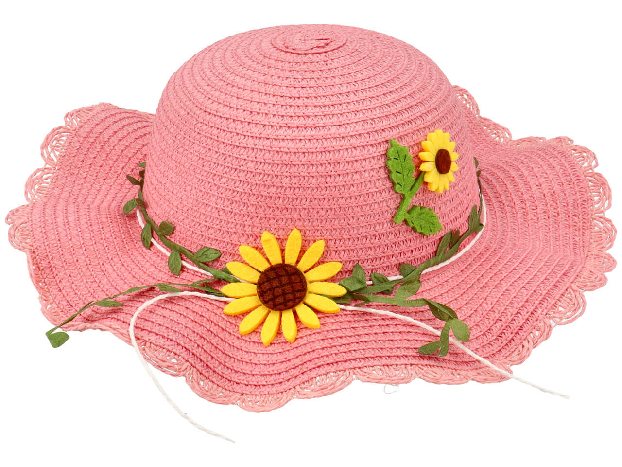 Cappello mare bambina in paglia artificiale colori assortiti con foglie e girasoli - Vacchetti