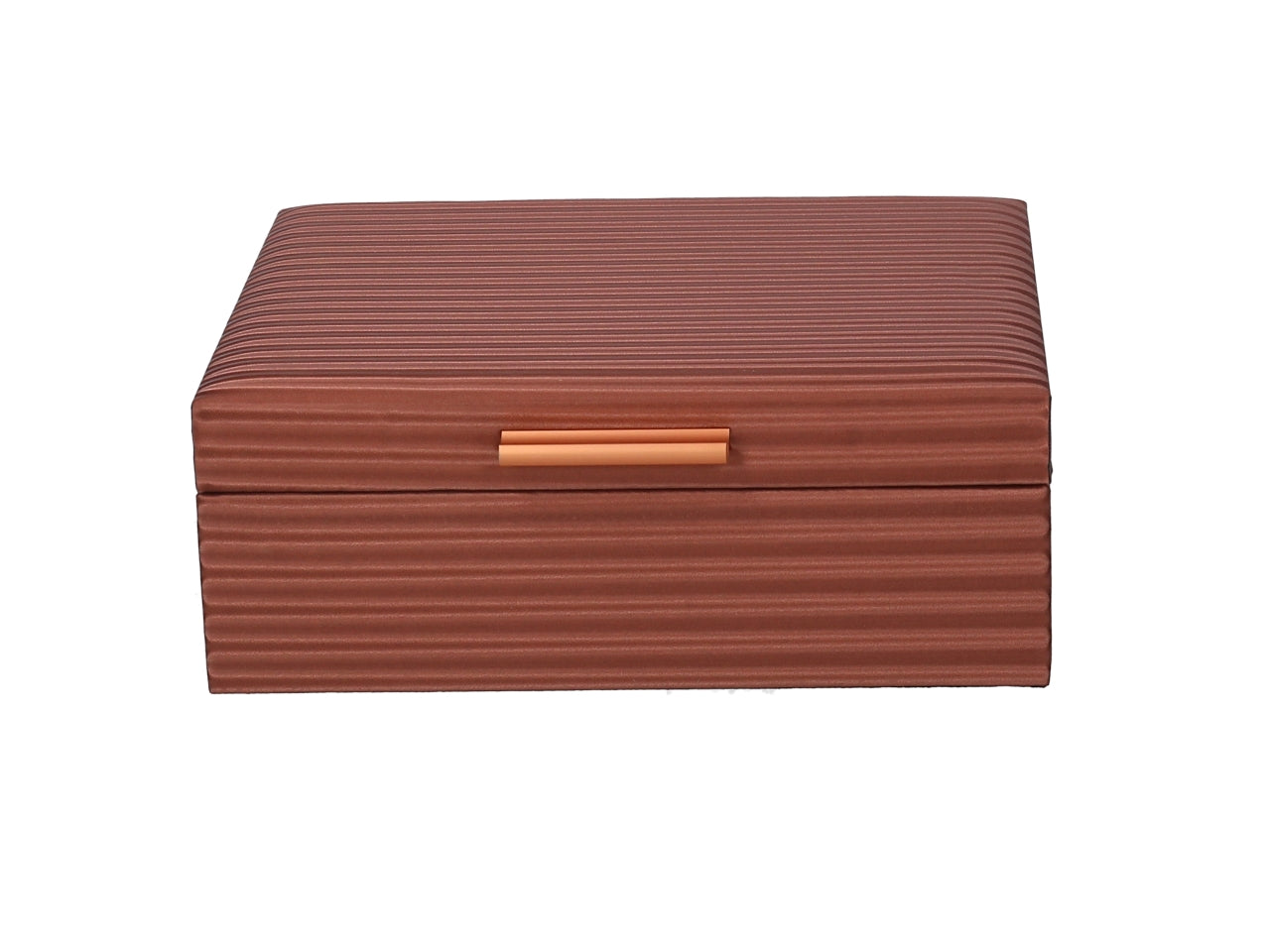 Scatola vintage rettangolare in ecopelle noce a righe orizzontali, set da 2 pezzi â Vacchetti