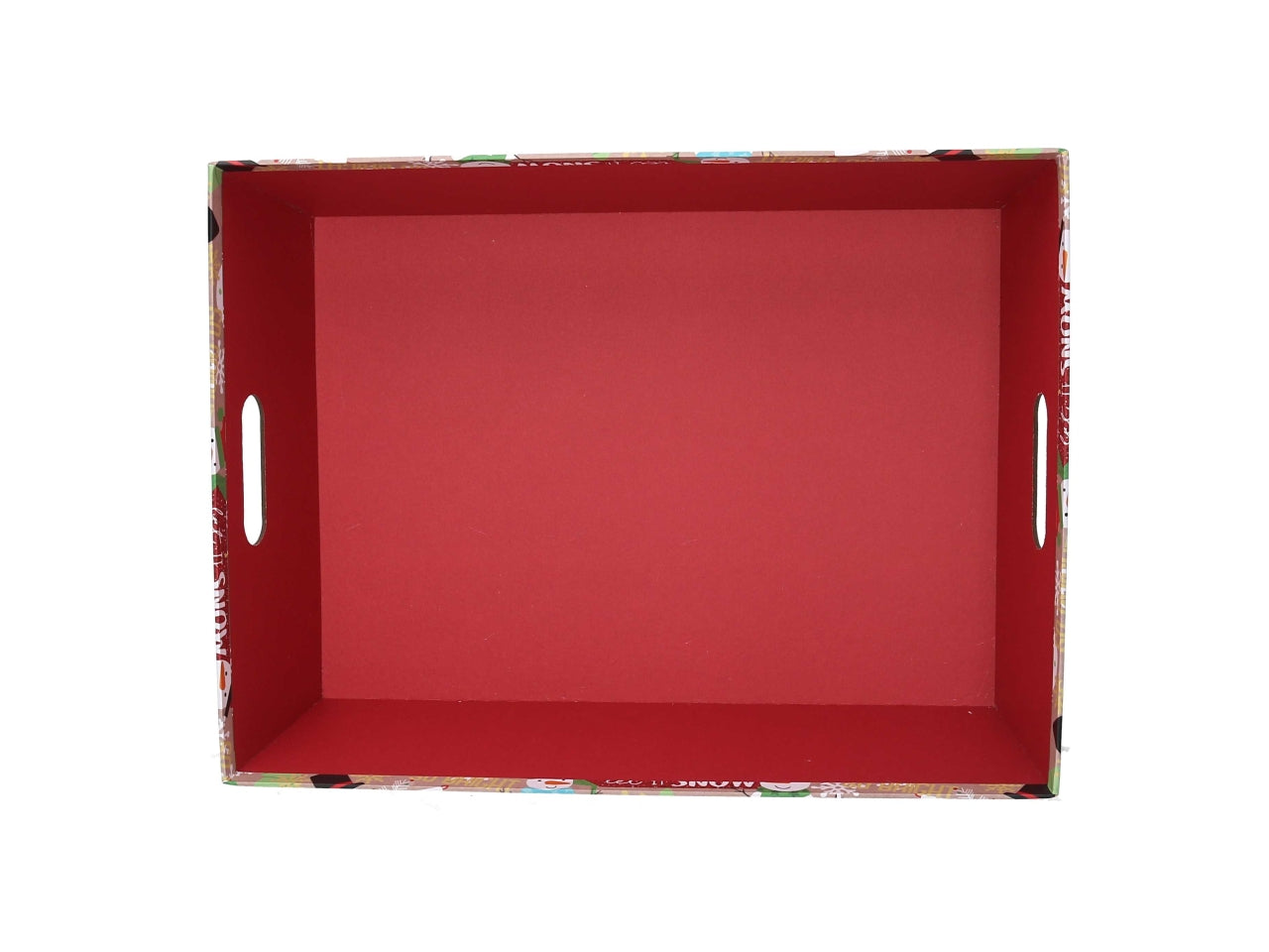 Cesta natalizia in cartone rosso tartan 40x30x12 cm - Vacchetti