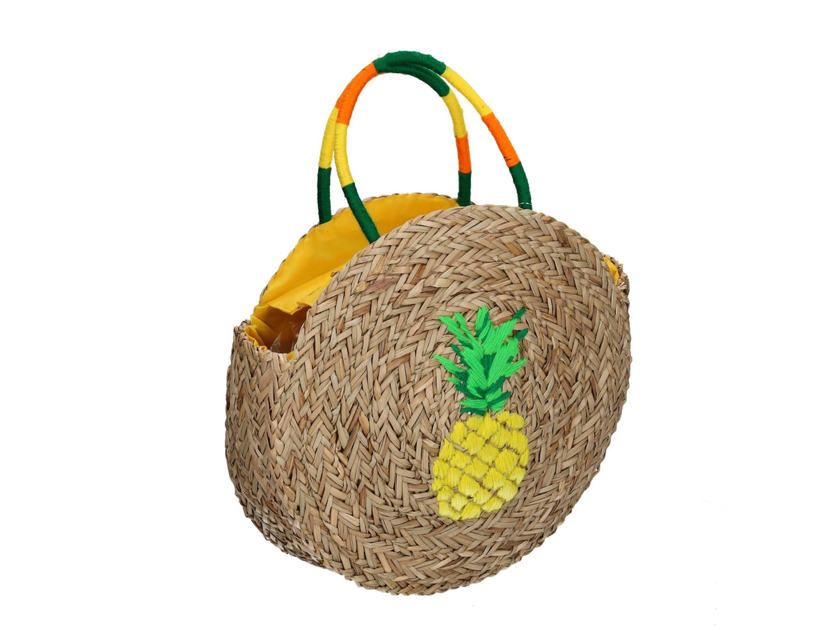 Borsa paglia con ananas d.39xh.12cm