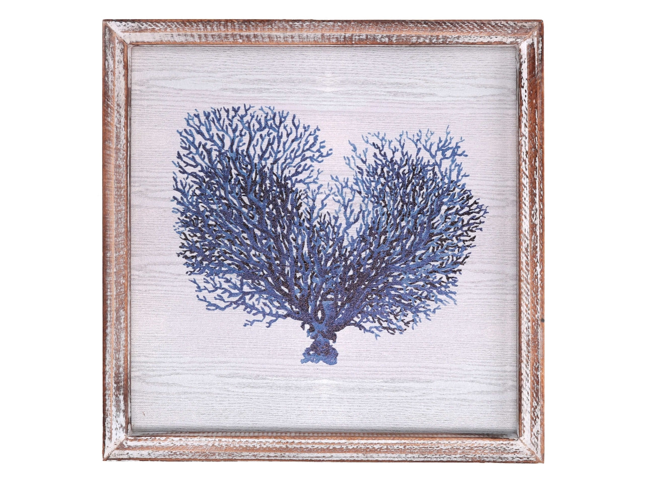 Quadro legno mare corallo blu quadro 30x30xh.2,5cm