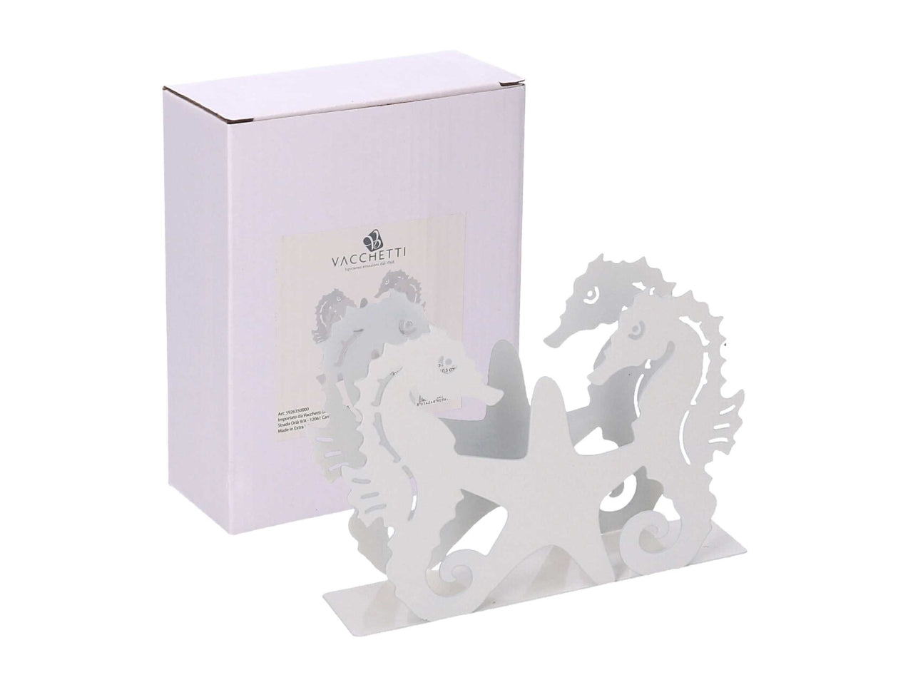 Portatovaglioli metallo cavalluccio bianco rettangolare 14,5x4xh.10,5cm