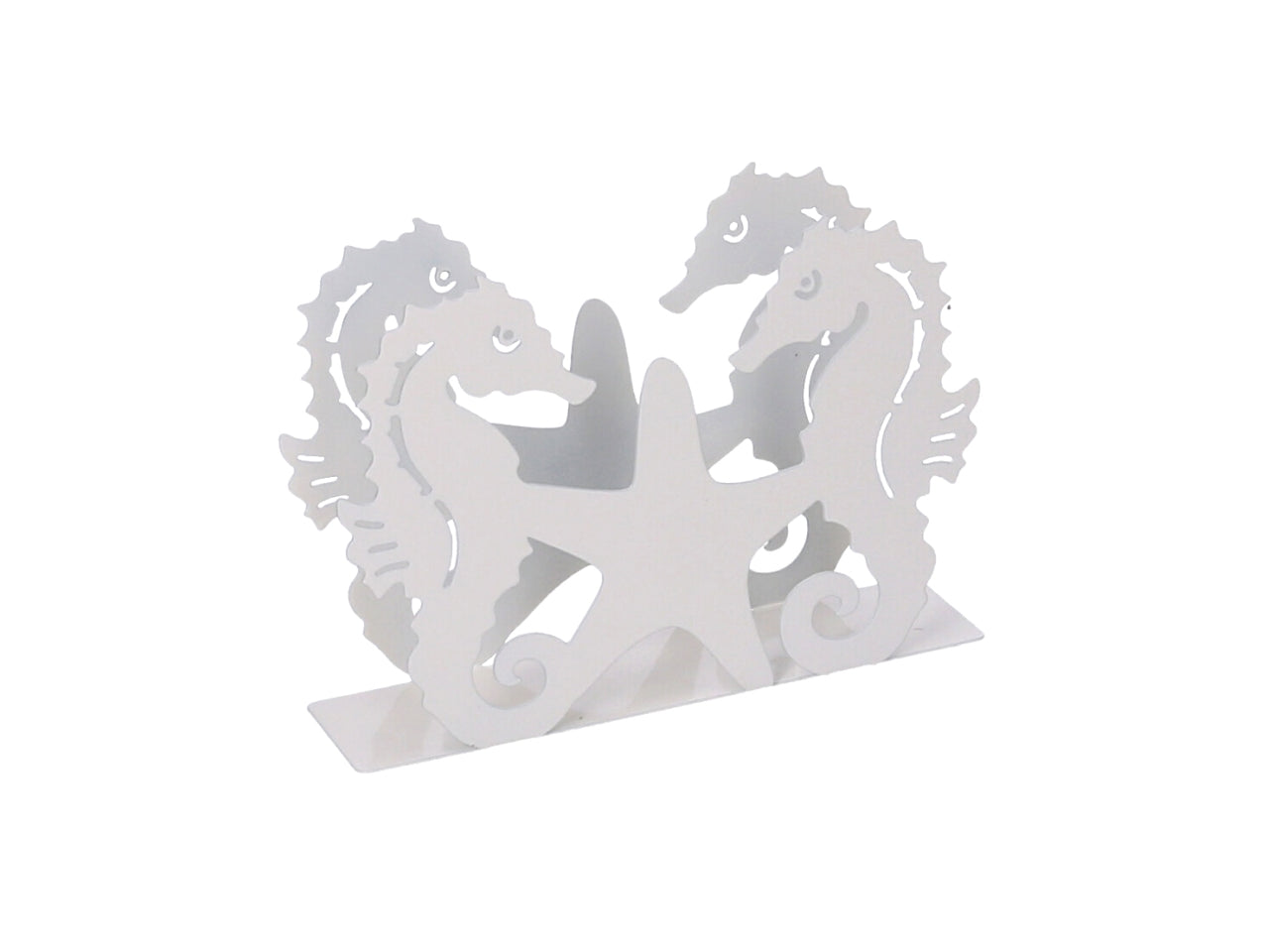 Portatovaglioli metallo cavalluccio bianco rettangolare 14,5x4xh.10,5cm