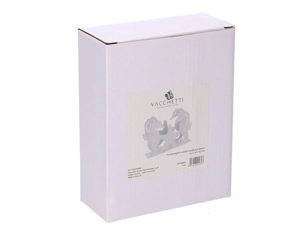 Portatovaglioli metallo cavalluccio bianco rettangolare 14,5x4xh.10,5cm