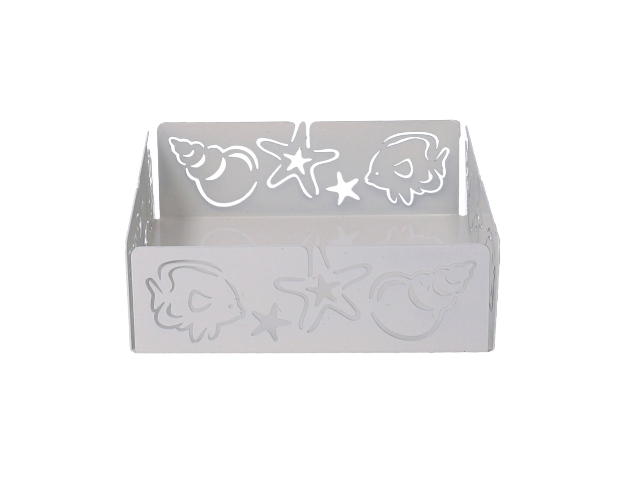 Portatovaglioli metallo mare bianco quadrato 16,5x16,5x5,5cm
