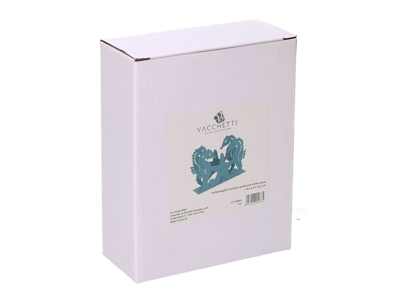 Portatovaglioli metallo cavalluccio verde acqua rettangolare 14,5x4xh.10,5cm