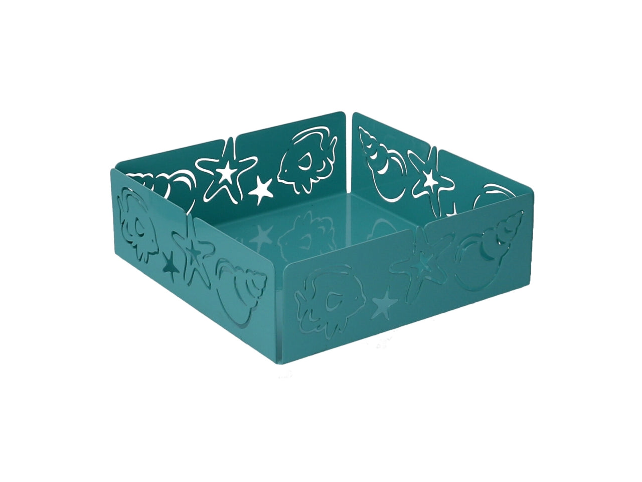 Portatovaglioli metallo mare verde acqua quadrato 16,5x16,5x5,5cm