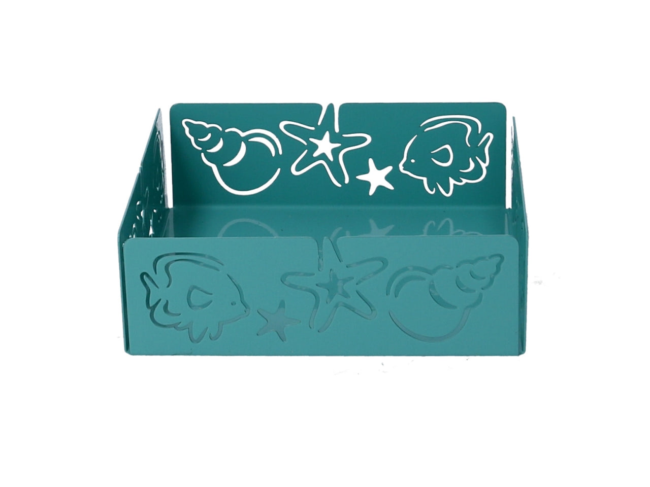 Portatovaglioli metallo mare verde acqua quadrato 16,5x16,5x5,5cm