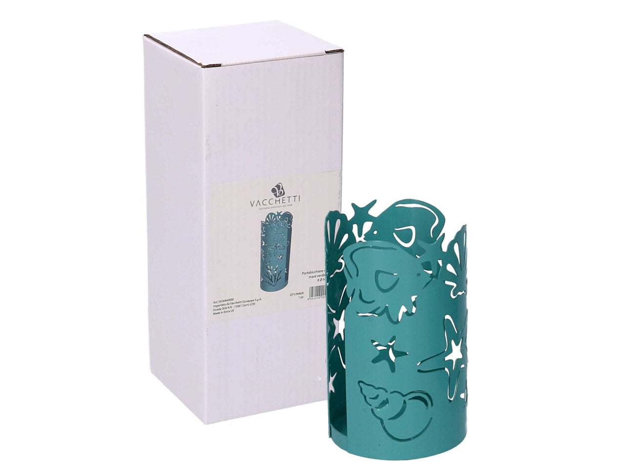 Portabicchiere metallo mare verde acqua tondo 8xh.13cm