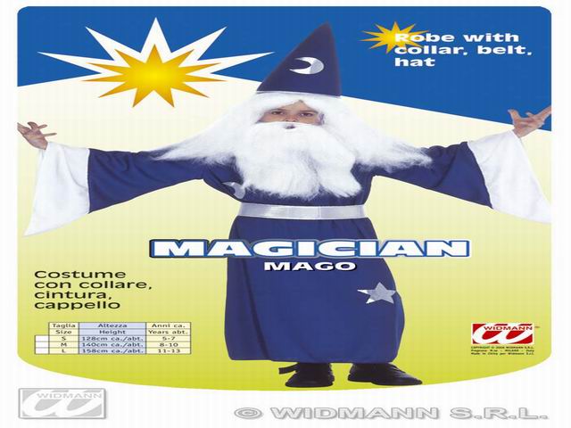 Costume da mago - il costume comprende tunica con collare, cintura e cappello - taglia 10 anni