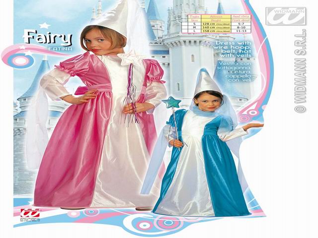 Costume  da fatina colori assortiti rosa e turchese - il costume comprende vestito con sottogonna, cintura e cappello con veli - taglia 13 anni