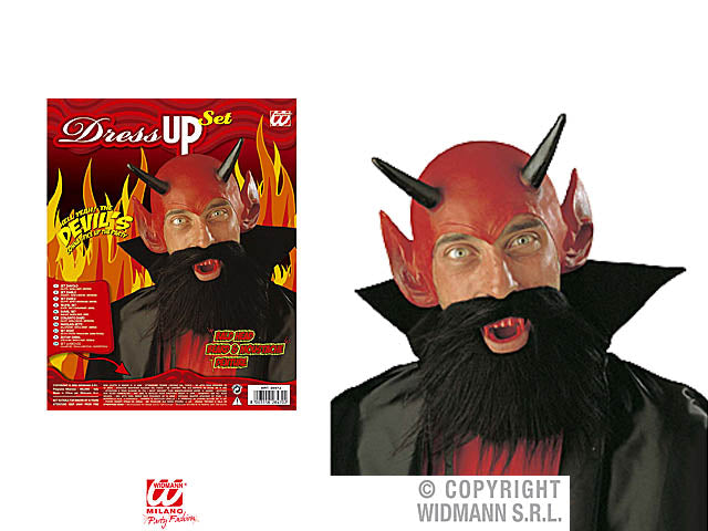 Set da diavolo - il set comprende copricapo, dentiera e barba con baffi