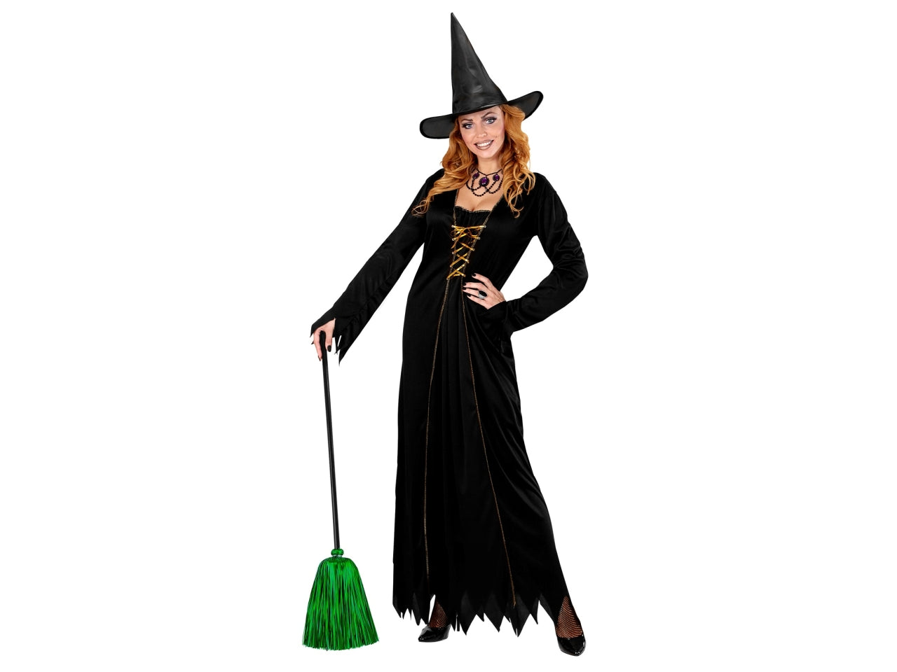 Scopa da strega in fili di lame' verde - misura 92cm