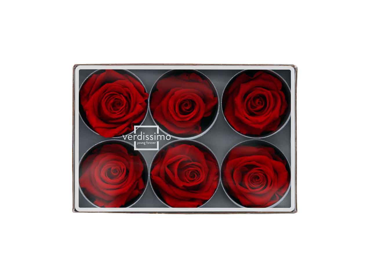 Rosa stabilizzata colore rosso misura d.5,5cm - La confezione comprende 6 rose