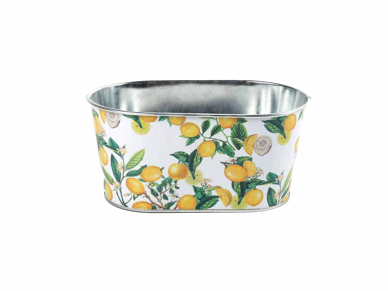 Secchiello ovale con decorazione limoni 19,5x11,5xh.9cm