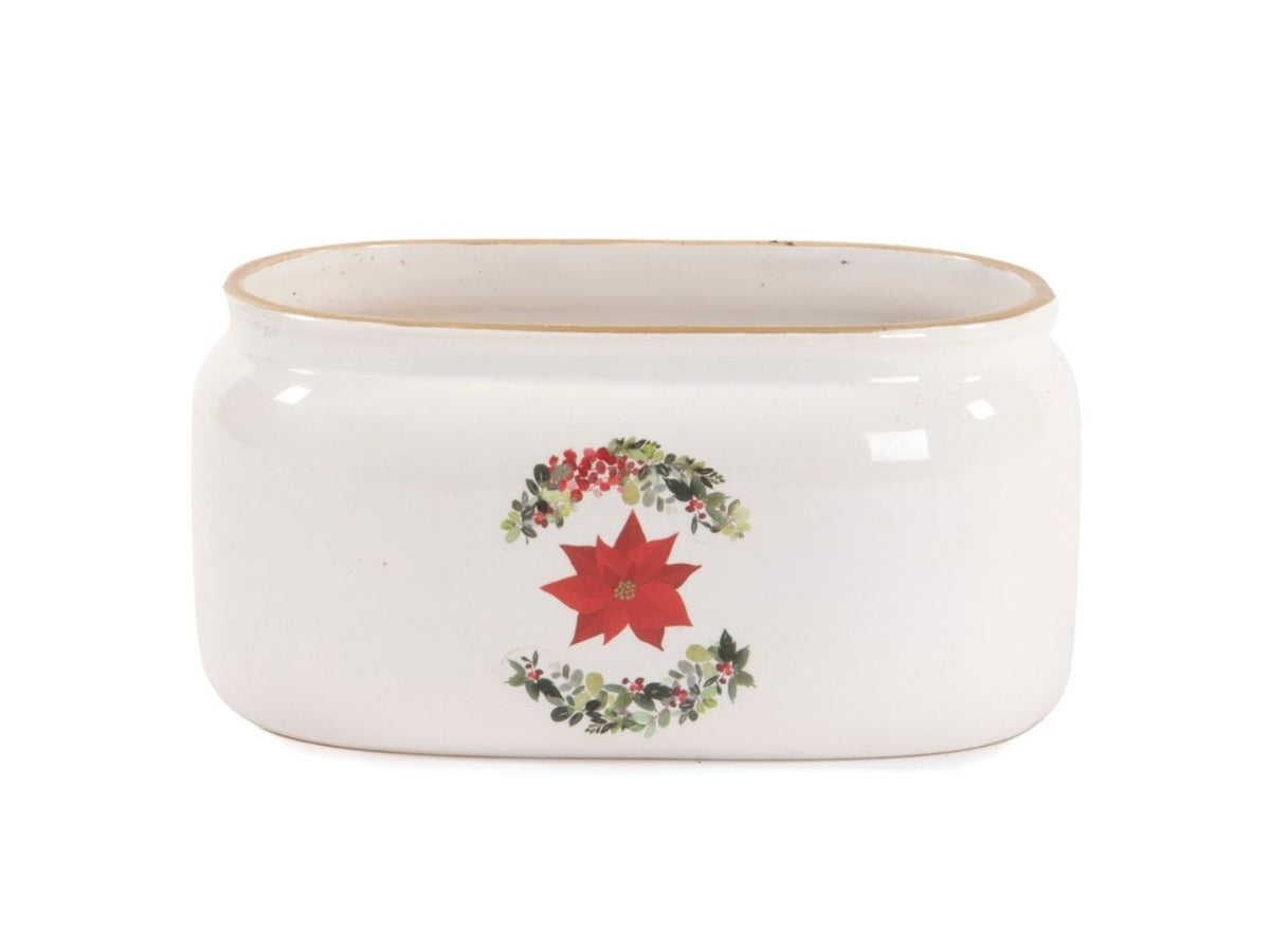 Vaso in ceramica con stella di natale 21,5x21,5x10cm