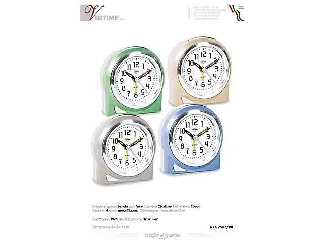 Sveglia al quarzo tonda con stand 4 assortite con luce
