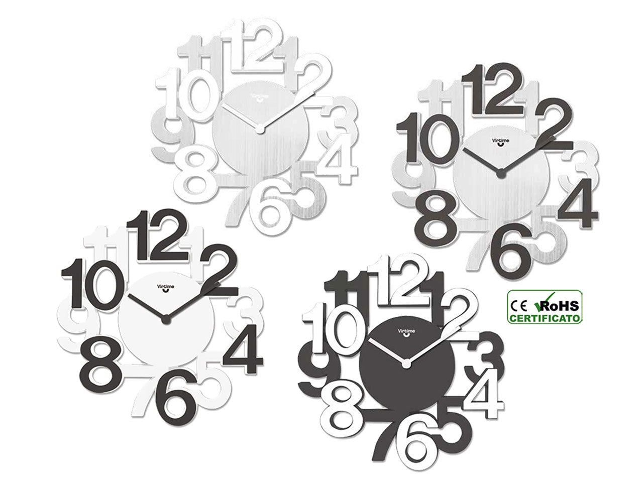 Orologio da parete in abs numbers misura 32,8x34,5cm in 4 nuovi colori assortiti