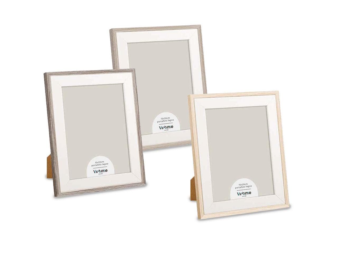 Porta foto in mdf rovere bicolore stile contemporaneo 15x20 cm - Virtime