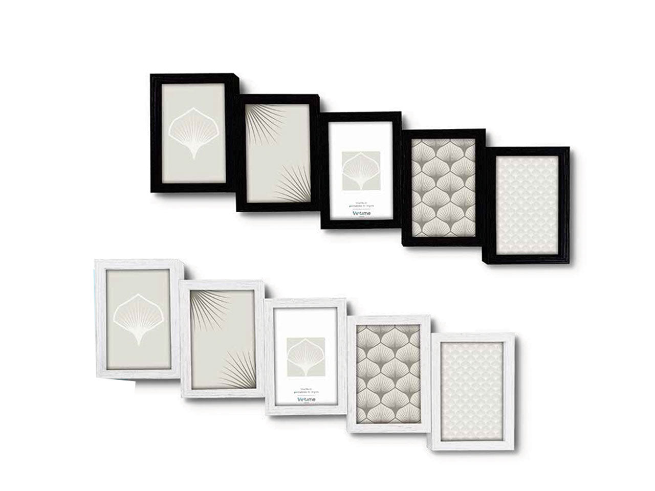 Cornice porta foto in mdf bianco e nero contemporaneo 10x15 cm, da 5 foto 62x18 cm - Virtime